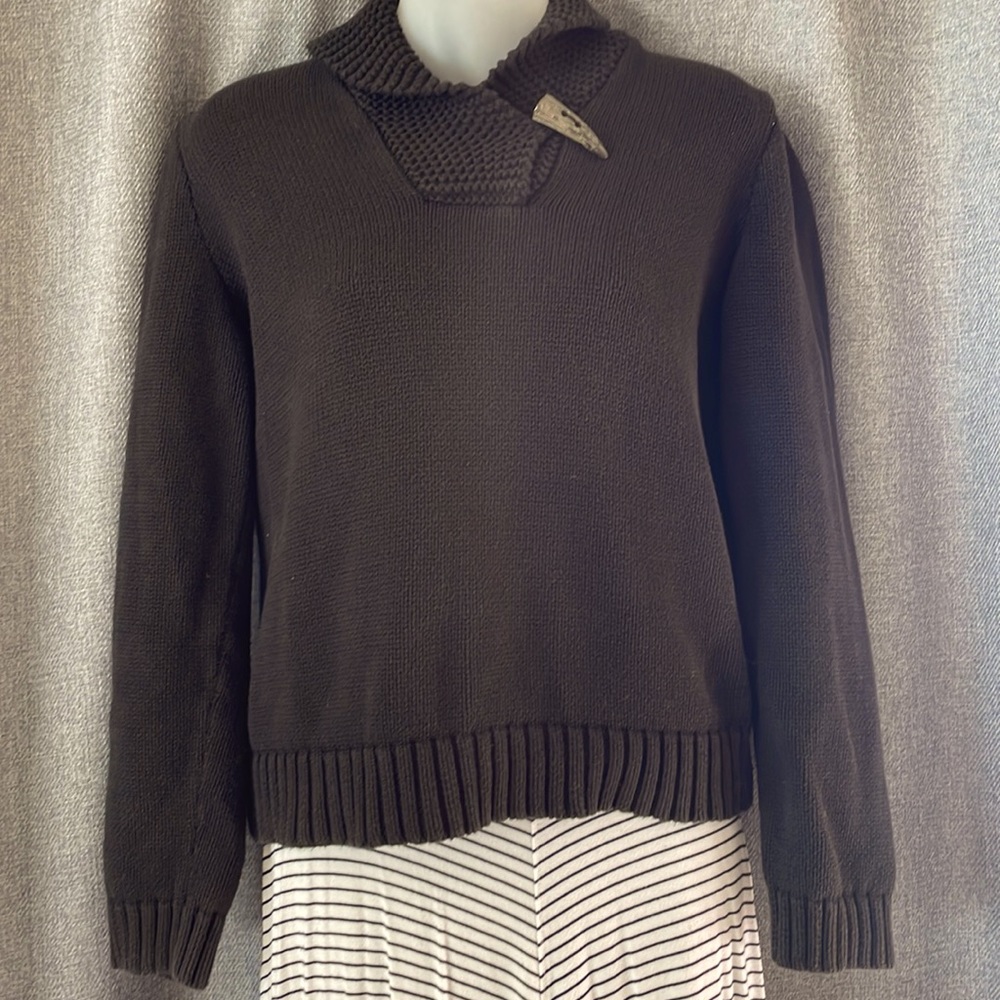 Ralph Lauren Vintage Y2K Black 100% Cotton Cowl Neck Sweater – Size Large